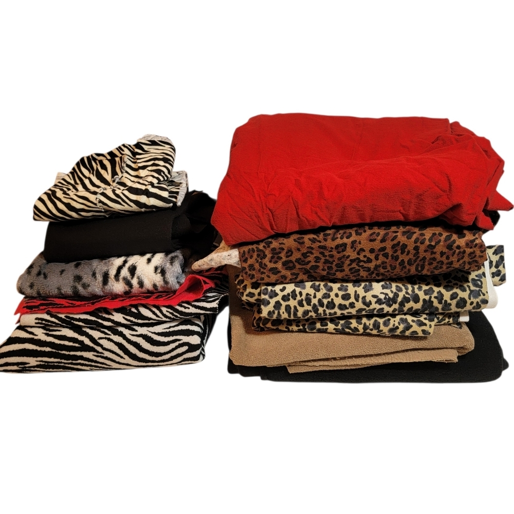 12+ Meters Fabric Lot Cotton Animal Print Fleece Felt